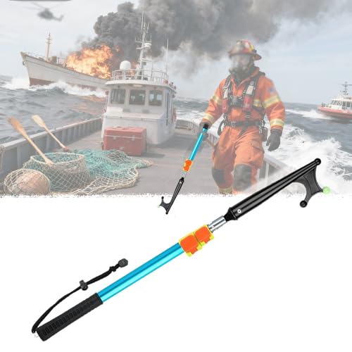 Bootshaken Feuerwehr-Bootshaken, 64-540 cm Lange, Einziehbare Rettungshaken aus Aluminiumlegierung, Schwimmfähiger Andockstab mit Leuchtperle und Schnalle(Blue,102-240cm/40.2"-94.5") von Xyrona
