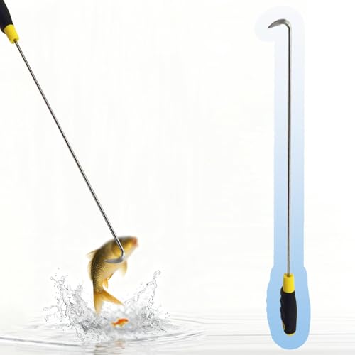 Bootshaken Gaffhaken/Bootshaken zum Angeln, Metall-Handfischgaff mit Hoher Tragkraft, Schubstange für Süßwasser/Offshore/Bootfahren/Ablegen/Outdoor(60cm/24") von Xyrona