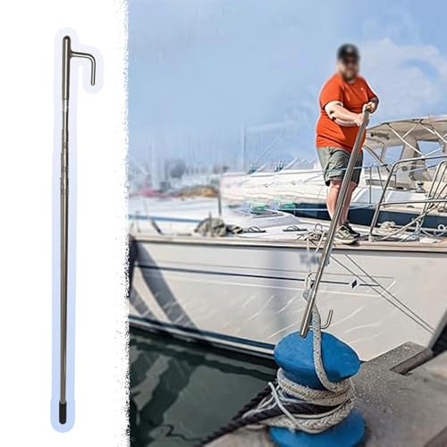 Bootshaken Leichter Bootshaken zum Anlegen, Ausziehbare Push-Pull-Anlegestangen mit Gewindeende, Hochleistungs-Rettungshaken für Boote/Docks/Pontons(135-520cm/53"-205") von Xyrona