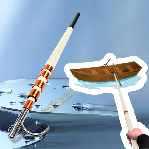 Bootshaken Robuster Festmacherhaken, Einziehbare Bootsstangen für Boote, Docks und Pontons, Gelb/Weiße Rettungshaken aus Metall, Hot Stick(White,120-650cm/47"-256") von Xyrona