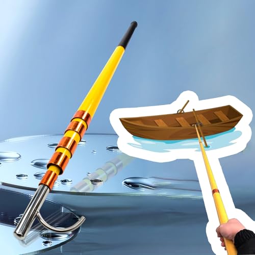 Bootshaken Robuster Festmacherhaken, Einziehbare Bootsstangen für Boote, Docks und Pontons, Gelb/Weiße Rettungshaken aus Metall, Hot Stick(Yellow,120-450cm/47"-177") von Xyrona