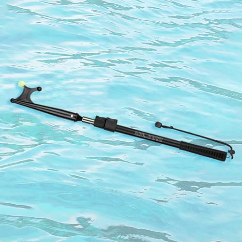 Bootshaken Schwimmfähige Verlängerungs-Boots-Schubstange, Offener Bootshaken mit Leuchtender Perle Und Griff, Schwarzer, Blauer, Silberner Verriegelungs-Rettungshaken(Black,102-240cm/40.2"-94.5") von Xyrona
