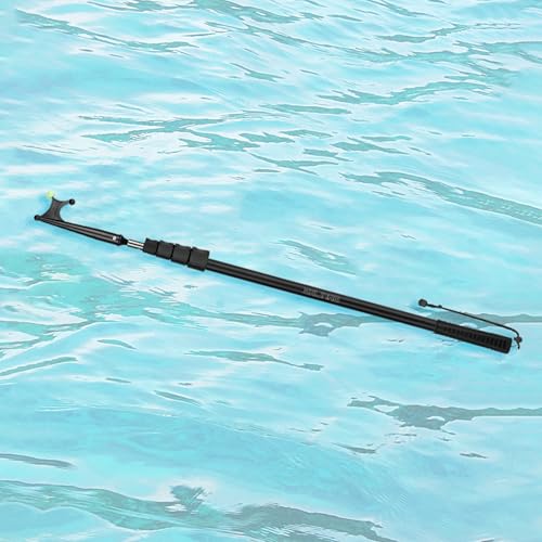 Bootshaken Schwimmfähige Verlängerungs-Boots-Schubstange, Offener Bootshaken mit Leuchtender Perle Und Griff, Schwarzer, Blauer, Silberner Verriegelungs-Rettungshaken(Black,102-350cm/40.2"-137.8") von Xyrona