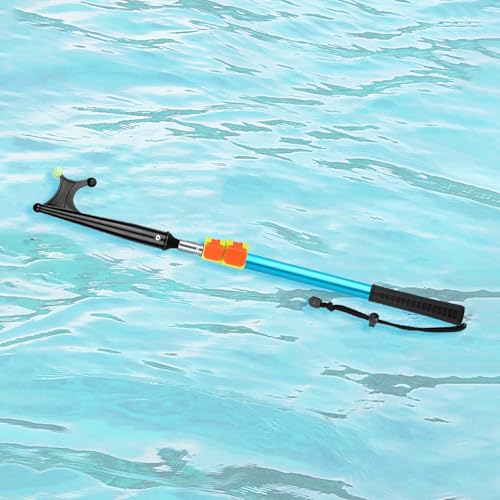 Bootshaken Schwimmfähige Verlängerungs-Boots-Schubstange, Offener Bootshaken mit Leuchtender Perle Und Griff, Schwarzer, Blauer, Silberner Verriegelungs-Rettungshaken(Blue,102-240cm/40.2"-94.5") von Xyrona