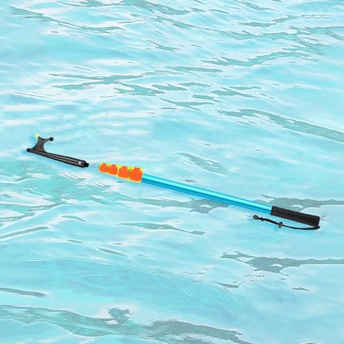 Bootshaken Schwimmfähige Verlängerungs-Boots-Schubstange, Offener Bootshaken mit Leuchtender Perle Und Griff, Schwarzer, Blauer, Silberner Verriegelungs-Rettungshaken(Blue,102-350cm/40.2"-137.8") von Xyrona