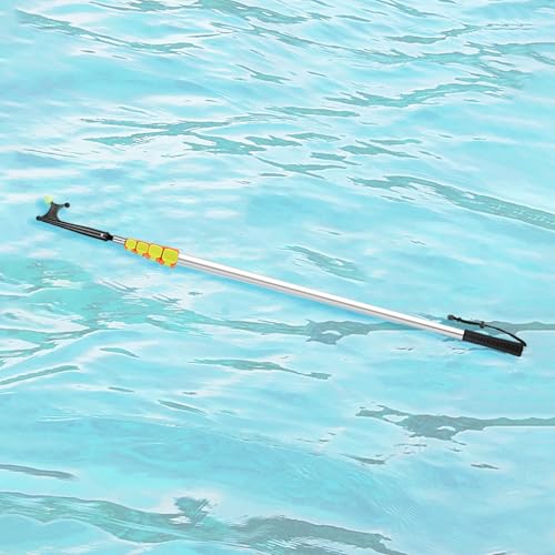 Bootshaken Schwimmfähige Verlängerungs-Boots-Schubstange, Offener Bootshaken mit Leuchtender Perle Und Griff, Schwarzer, Blauer, Silberner Verriegelungs-Rettungshaken(Silver,102-350cm/40.2"-137.8") von Xyrona