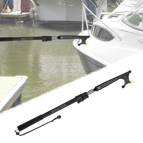 Bootshaken Schwimmfähiger, Beleuchteter Bootshakenmast, Anlegestange aus Aluminiumlegierung, 64–540 cm, Schwarz, Blau, Silber, Teleskopsystem, Bootsmasten(Black,102-240cm/40.2"-94.5") von Xyrona