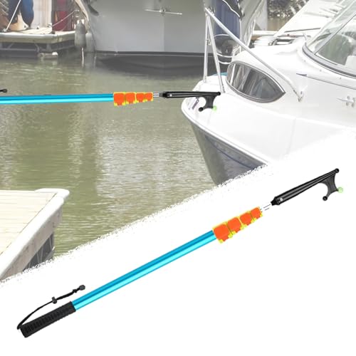 Bootshaken Schwimmfähiger, Beleuchteter Bootshakenmast, Anlegestange aus Aluminiumlegierung, 64–540 cm, Schwarz, Blau, Silber, Teleskopsystem, Bootsmasten(Blue,102-350cm/40.2"-137.8") von Xyrona