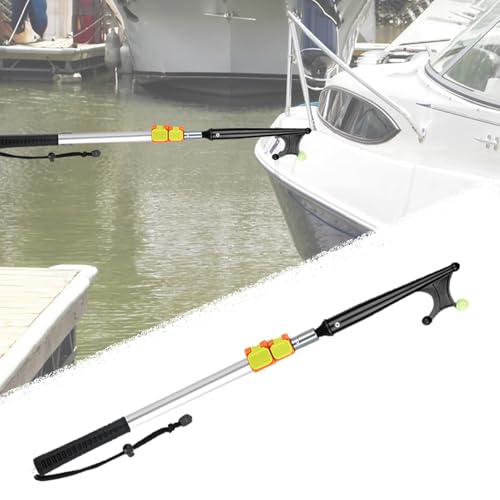 Bootshaken Schwimmfähiger, Beleuchteter Bootshakenmast, Anlegestange aus Aluminiumlegierung, 64–540 cm, Schwarz, Blau, Silber, Teleskopsystem, Bootsmasten(Silver,102-240cm/40.2"-94.5") von Xyrona