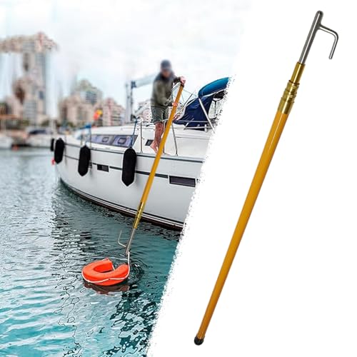 Bootshaken Seilhakenstange mit Hoher Tragkraft, Verstellbare Bootsankerhaken aus Edelstahl 304, Ankerstangen zum Anlegen/Ablegen/Schleppseile(110-320cm/43"-126") von Xyrona