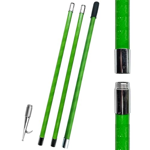 Bootshaken Verstellbarer Bootshaken (1/2/3/4 Stück), Hochbelastbarer Grüner Andockstab, Wasserfeste Köder-Retrieverstange mit Edelstahlhaken(1-3.0m/40"-118") von Xyrona