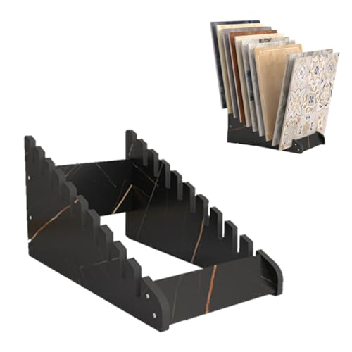 Fliesenständer Fliesenständer mit 10 Fächern und Großer Kapazität, Mehrstufiger Boden-Probenaufbewahrungs-Organizer, Klappbares, Tragbares Faserplattenregal(L59xW33xH32cm(23.2"x13"x12.6")) von Xyrona