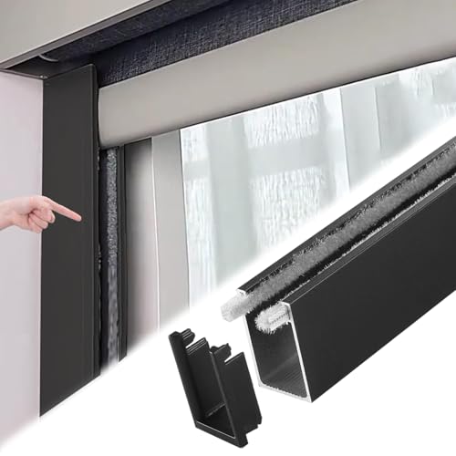 U-K-Lichtblockierstreifen, Bohrfenster-Lichtblocker mit PVC-Abdeckung und Samtstreifen, weiß/schwarz/grau, Metall-Lichtlückenblocker (Schwarz, 125 cm/50) von Xyrona