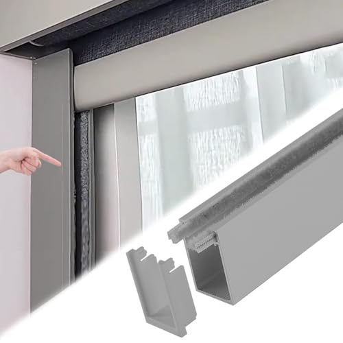 U-K-Lichtblockierstreifen, Bohrfenster-Lichtblocker mit PVC-Abdeckung und Samtstreifen, weiß/schwarz/grau, Metall-Lichtlückenblocker (grau, 125 cm/50) von Xyrona