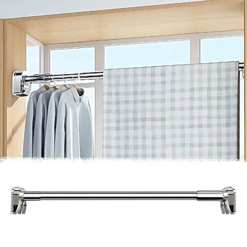 Wasserdichte Kleiderstange für Badezimmer, 0,4–4,5 m lang, platzsparend, verstellbar, Kleiderstange, ohne Bohren, für Fenster/Wand, Silber, 1,15–1,85 m von Xyrona