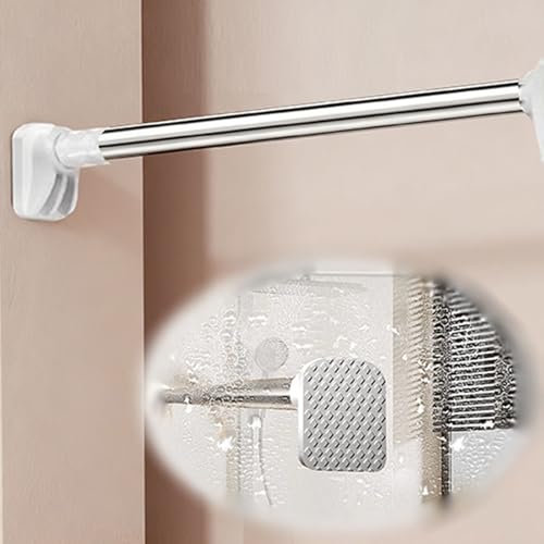 Wasserdichte Kleiderstange für Badezimmer, 0,4–4,5 m lang, platzsparend, verstellbar, Kleiderstange, ohne Bohren, für Fenster/Wand, Weiß, 2,95–3,85 m von Xyrona