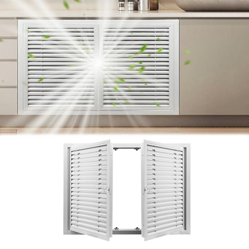 Xyrona Doppeltür-Zugangsplatte, Belüftung, 50,8–121,9 cm Breite, Lüftungsschlitze für Trockenbau/Außenbereich, eingebettete Metall-Krabbeltür, anpassbar (H x B x T): 50,8 x 100 cm von Xyrona