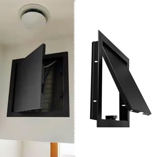 Xyrona Revisionsklappe Magnetische Revisionsklappe Schwarz, Anpassbare Kriechkellertür für Heizungskanalsystem, Wand-/ Decken-/ Boden-Serviceklappenabdeckung mit Schraube(25x25cm/10 x10) von Xyrona