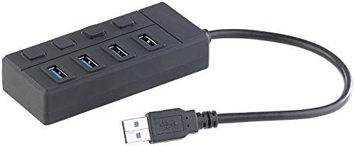 Xystec USB Schalter: USB-3.0-Hub mit 4 Ports, einzeln schaltbar, bis 5 Gbit/s (USB Verteiler 3.0, USB Hub mit Schalter, Aktive 3 0 Hubs schaltbaren) von Xystec