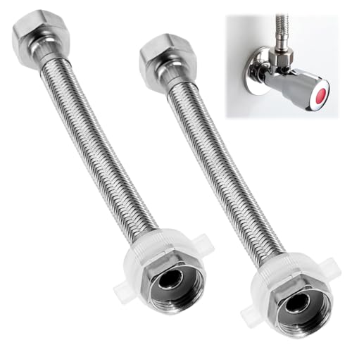 2 Stück Flexschlauch 1/2 Zoll, Panzerschlauch 1/2 Zoll, G 1/2" x G 1/2" Edelstahl-Geflechtschlauch, Flex Schlauch Armatur, Flexibler Verbindungsschlauch, für Wasserhahn Eckventil Waschtisch (20cm) von Xyvor