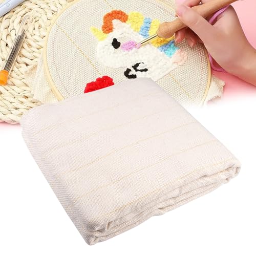 Großes Tufting Tuch Mönchstoff Punch Needle 1.5 M X 2 M Baumwollstoff Kreuzstich Stoff Zum Sticken Mit Markierten Gelben Linien, Mönchstoff Punch Needle Stoff Tufting Cloth Für Näharbeit, DIY Basteln von Xyvor