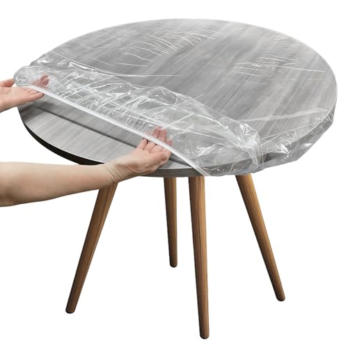 Tischdecke Transparent Rund, Transparente PVC-Tischdecke Mit Gummizug, PVC Tischfolie Rund, Tischschutz Transparent Mit Gummizug, Wasserdicht, Abwaschbar, Wiederverwendbar, für Outdoor, Garten(122cm) von Xyvor