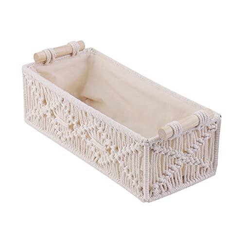 Xzan Makramee Aufbewahrungskörbe Handgemachte Gewebte Boho Dekor Box Woven Basket Cotton Rope Körbe Badkorb Aufbewahrungskorb Mit Griffen Für Schränke Schubladenschrank Regal Kommode von Xzan