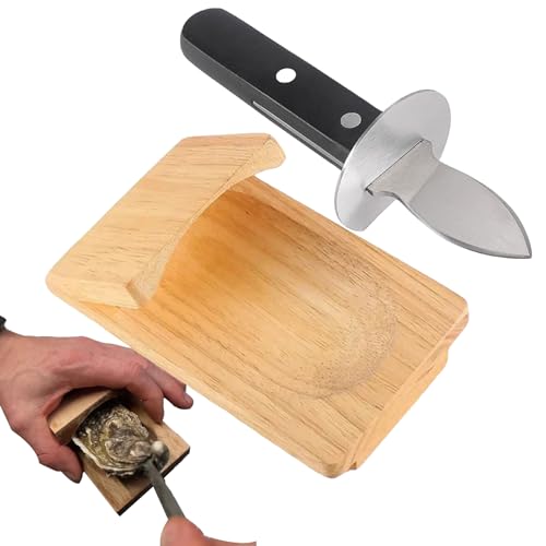 Austernöffner Aus Holz | Austernmesser Set Austernmesser Und Tablett | Austernschäler Klammer | Oyster Shucking Clamp | Austernhalter Holz | Tragbare Meeresfrüchte Werkzeuge | Küchenhelfer Für Zuhause von Xzbling