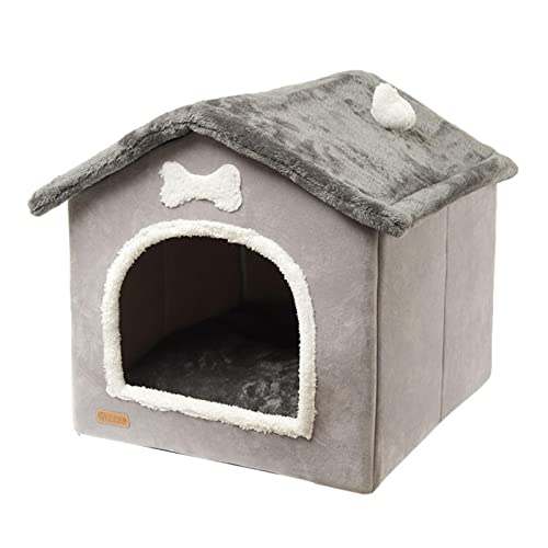 Xzbling 2 In 1 Hundebett Katzenbett Haustier Haus Tragbar Faltbare Hundehöhle Hundehütte Weich War Hund Katze Nest Höhle Bett Haus Mit Abnehmbarem Matratze von Xzbling