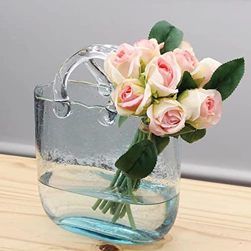 Xzbling Klare Handtasche Vase Glas Vasen Abstrakte Deko Vase Moderne Schicke Vase Kreative Handtaschen Klarglas Blumenvase Mit Griffen Für Heimdekoration Wohnzimmer von Xzbling