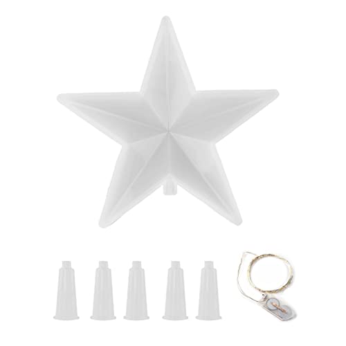 Xzbling Silikon Silikonform, DIY Weihnachtsbaum Topper Sternform Star Craft Gießform Beleuchtetes Weihnachtsbaum-Topper-Set zur Herstellung von Christbaumschmuck, Christbaumkronen von Xzbling