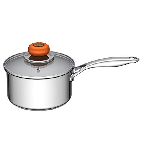 Xzeit kleine Pfanne, Milchpfanne, Milchtopf, Kochtöpfe, Mini-Milchtopf, Edelstahl-Topf mit bequemem Griff, Haushaltstopf mit sichtbarem Deckel von Xzeit