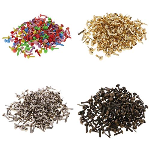 200 Stück Splinten, Metall-Papierbefestigungen, Mini-Brads, Rundkopf-Brads, Spaltstifte, für Bastelarbeiten, Scrapbooking, 4-in-1 von XzhixiangKing