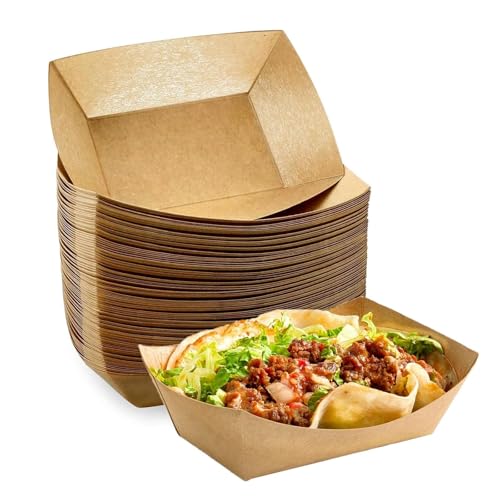 50 Stück Papier-Lebensmitteltabletts, große Lebensmittelboxen zum Mitnehmen, umweltfreundlich, wasser- und öldicht, für Geburtstagsparty, Camping von XzhixiangKing