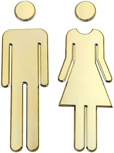 Badezimmerschild, 1 Paar Männer Frauen Toilettenschild, abnehmbar, selbstklebend, WC-Tür-Dekor-Aufkleber (Gold) von XzhixiangKing