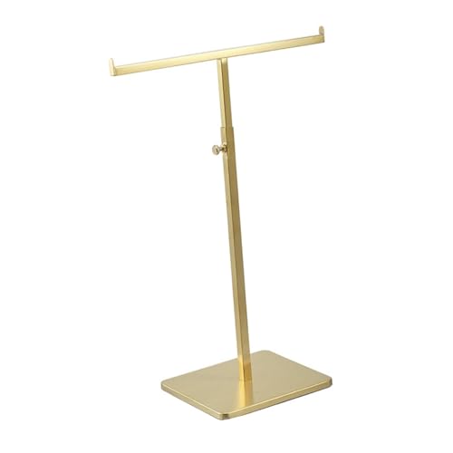 XzhixiangKing T-förmiges Display, verstellbarer Handtaschenständer aus Edelstahl, für Perücke, Hut, Requisiten, Schmuck (Gold) von XzhixiangKing