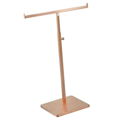 XzhixiangKing T-förmiges Display, verstellbarer Handtaschenständer aus Edelstahl, für Perücke, Hut, Requisiten, Schmuck (Roségold) von XzhixiangKing