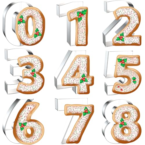 10,2 cm Zahlen-Ausstechformen-Set – 9 Stück extra große Xzhloym Ausstechformen – Edelstahl 10,2 cm Zahlen-Ausstechformen-Set – 9 Stück extra große Xzhloym Ausstechformen – Edelstahl von Xzhloym