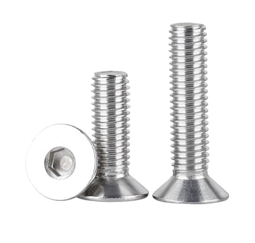 1 Stück 304 Edelstahl Flachkopf Innensechskantschrauben, Senkschrauben M10 (Silber, M10x60 mm) von Xzhomfm