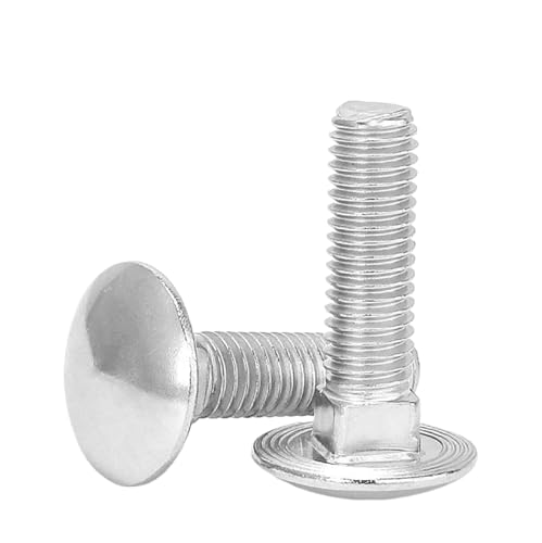 1 Stück Schrauben mit großem Kopf und Schlitten aus Edelstahl 304, Rundkopfschrauben mit Vierkantansatz, Flachkopfschrauben mit halbquadratischem Kopf für Regale M10 (Silber, M10x35 mm) von Xzhomfm