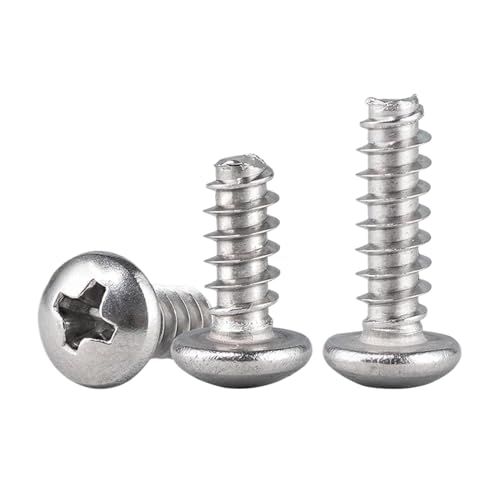 10 Stück 304 Edelstahl Kreuz Rundkopf Flachschwanz Blechschrauben M2.3 (Silber, M2.3x12 mm) von Xzhomfm