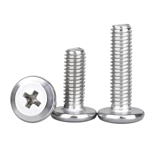 10 Stück 304 Edelstahl abgeschrägte Kreuzschlitz-Möbelschrauben große Flachkopf-Kegelschrauben M6 (Silber, M6x25 mm) von Xzhomfm