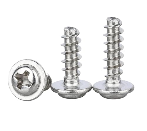 10 Stück Blechschrauben aus Edelstahl 304 mit Rundkopf und flachem Schwanz M2 (Silber, M2x16 mm) von Xzhomfm