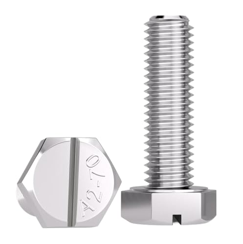 10 Stück Schlitzschrauben aus Edelstahl 304, Schlitzschrauben mit Schlitz, Sechskantschrauben mit Schlitz, M4 (Silber, M4x30 mm) von Xzhomfm