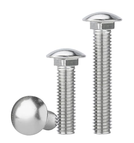 10 Stück Schlossschrauben aus Edelstahl 304 mit kleinem Kopf, 201 Brückenzahnstangenschrauben mit Rundkopf und Vierkantansatz M5 (Silber, M5x30 mm) von Xzhomfm