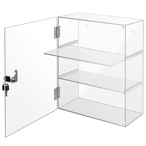 Verschließbare Vitrine, abnehmbare 3-stöckige Acryl-Vitrine mit Schlossschlüssel, transparente Aufsatzvitrine mit Regalen, Vitrine für Einzelhandelsgeschäft, Sammlerstücke, Figuren (30 x 15 x 40 cm) Verschließbare Vitrine, abnehmbare 3-stöckige Acryl-Vitrine mit Schlossschlüssel, transparente Aufsatzvitrine mit Regalen, Vitrine für Einzelhandelsgeschäft, Sammlerstücke, Figuren (30 x 15 x 40 cm) von Xzunk
