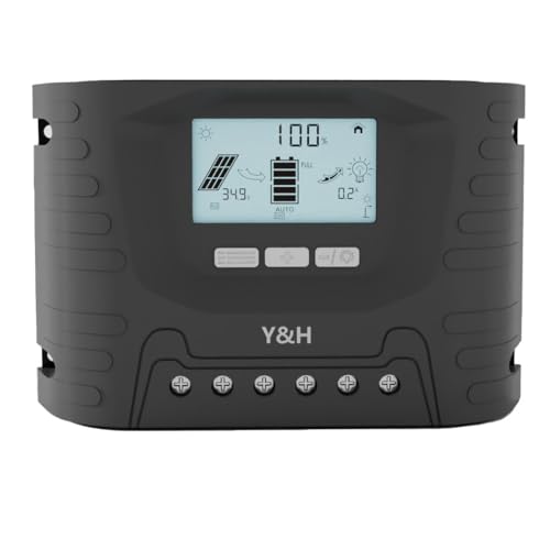 Y&H 60A Solar-Laderegler 12V 24V 36V 48V Solar-Spannungsregler mit LCD-Display Einstellbare Parameter für hermetisch verschlossene,Lithium-Eisenphosphat-,Gel-,Flut- und Lithium-Batterien von Y&H