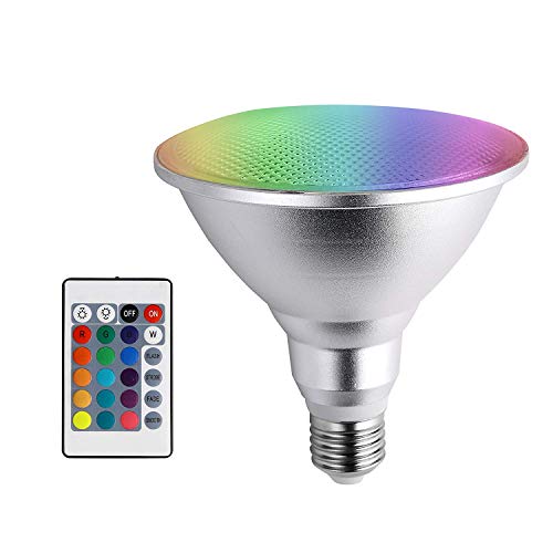 PAR38 LED Lampe 20W RGB E27 Dimmbar Lampe Wasserdicht IP65 Spotlicht Aluminum Glühbirne Farbwechsel Beleuchtung 120° Ausstrahlwinkel für Innen-/Außenbereich(1 Stück) von Y.W.Licht