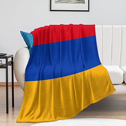 Flanelldecke, Armenien-Flagge, Plüschdecke, Landflaggen, leicht, flauschig, weich, minimalistisch, Bettdecke für Couch, Bett, Sofa, Reisen, Camping, 152,4 x 203,2 cm, Einweihungsgeschenk von Y23YUGAA