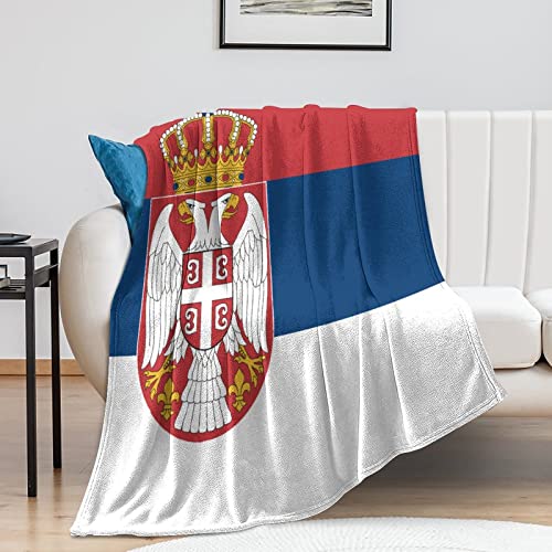 Serbien-Flagge, Decke, Urlaubsflaggen, Bettwäsche, Fleecedecke, 101,6 x 127 cm, pelzig, bequem, flauschig, Boho-Decke, Überwürfe für Couch, Sofa, Bett und Dekoration, Einweihungsgeschenk von Y23YUGAA